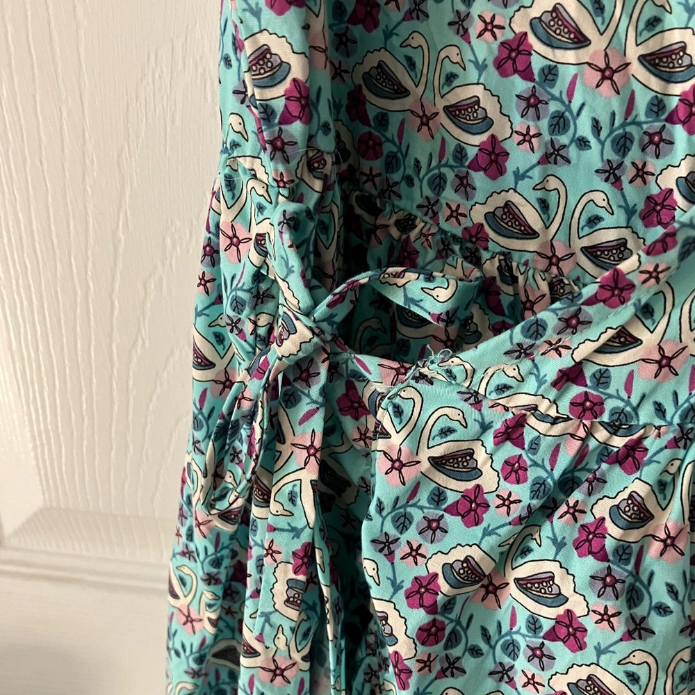 EUC Tea Swan Print Wrap Dress Sz 16 - Picture 6 of 6